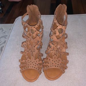Brown w gold studs wedges